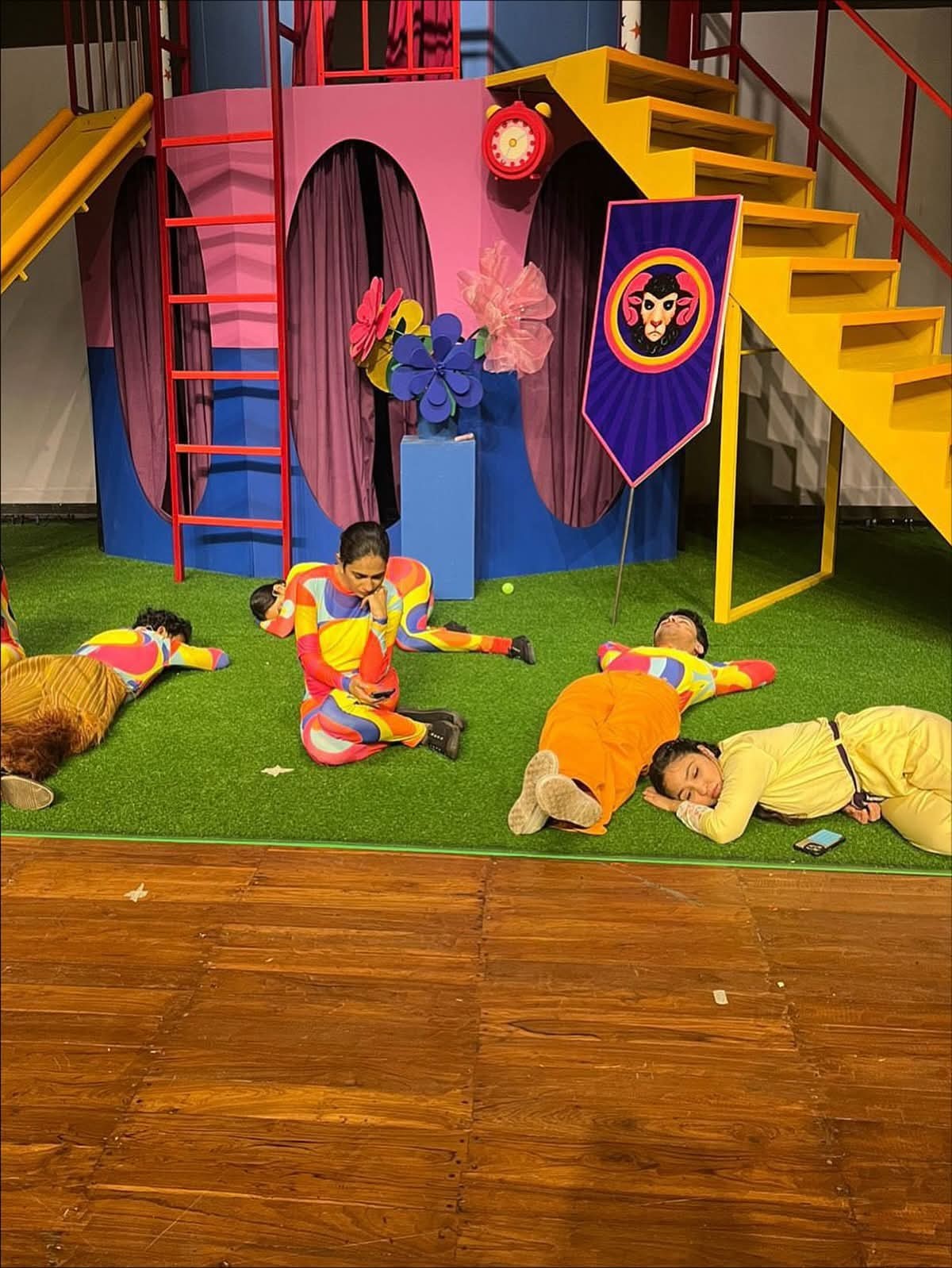 A colourful theatrical set