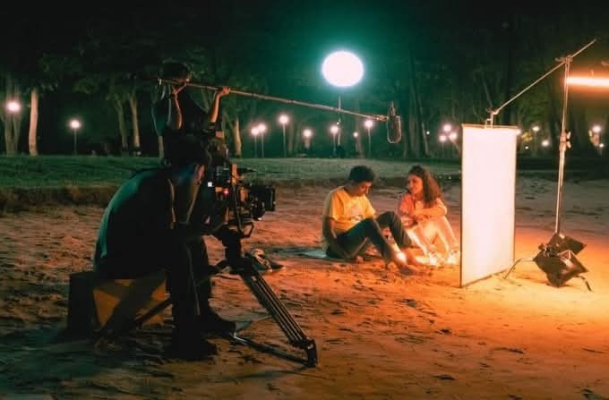 Behind the scenes of a film production